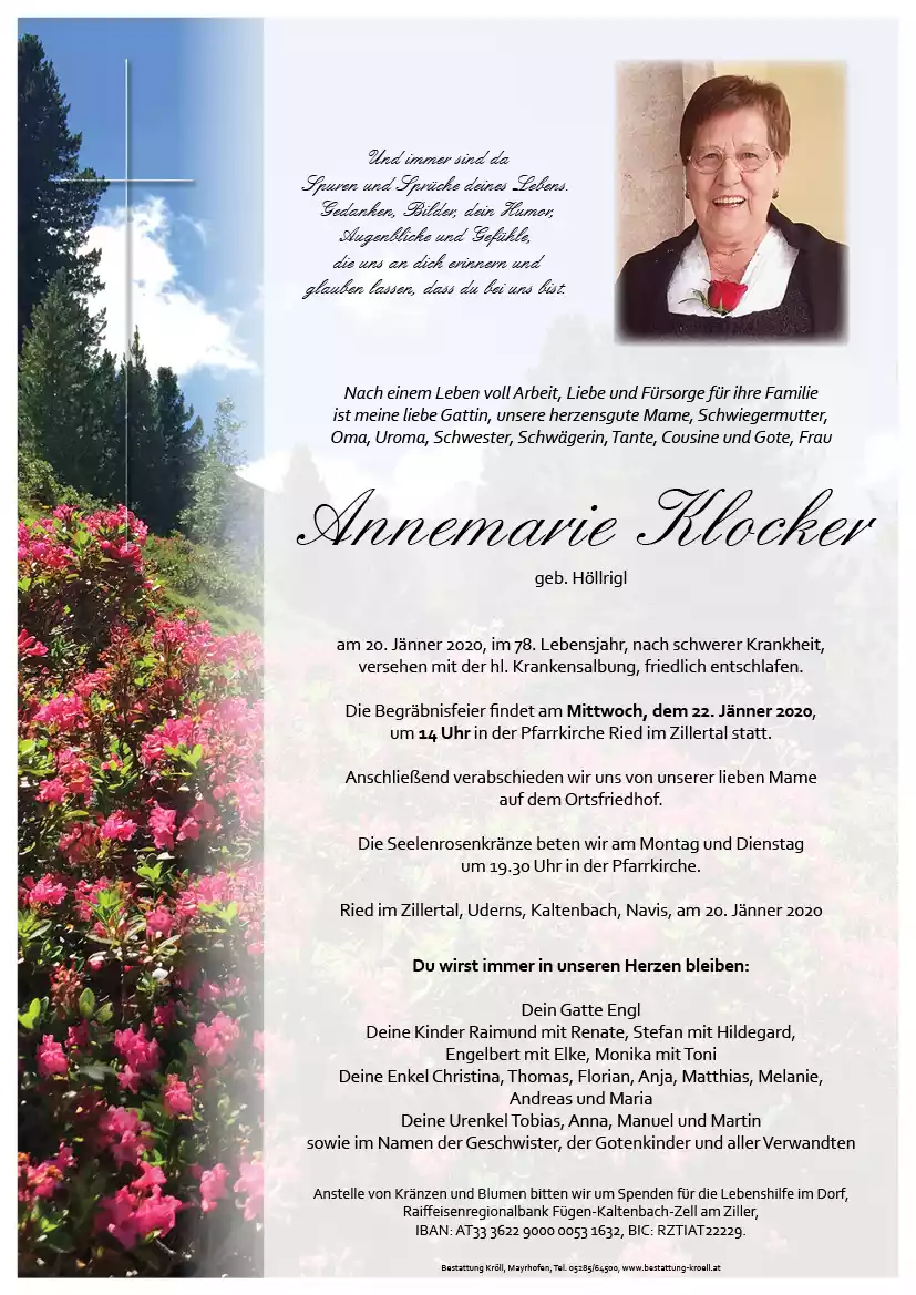 Parte von Annemarie Klocker